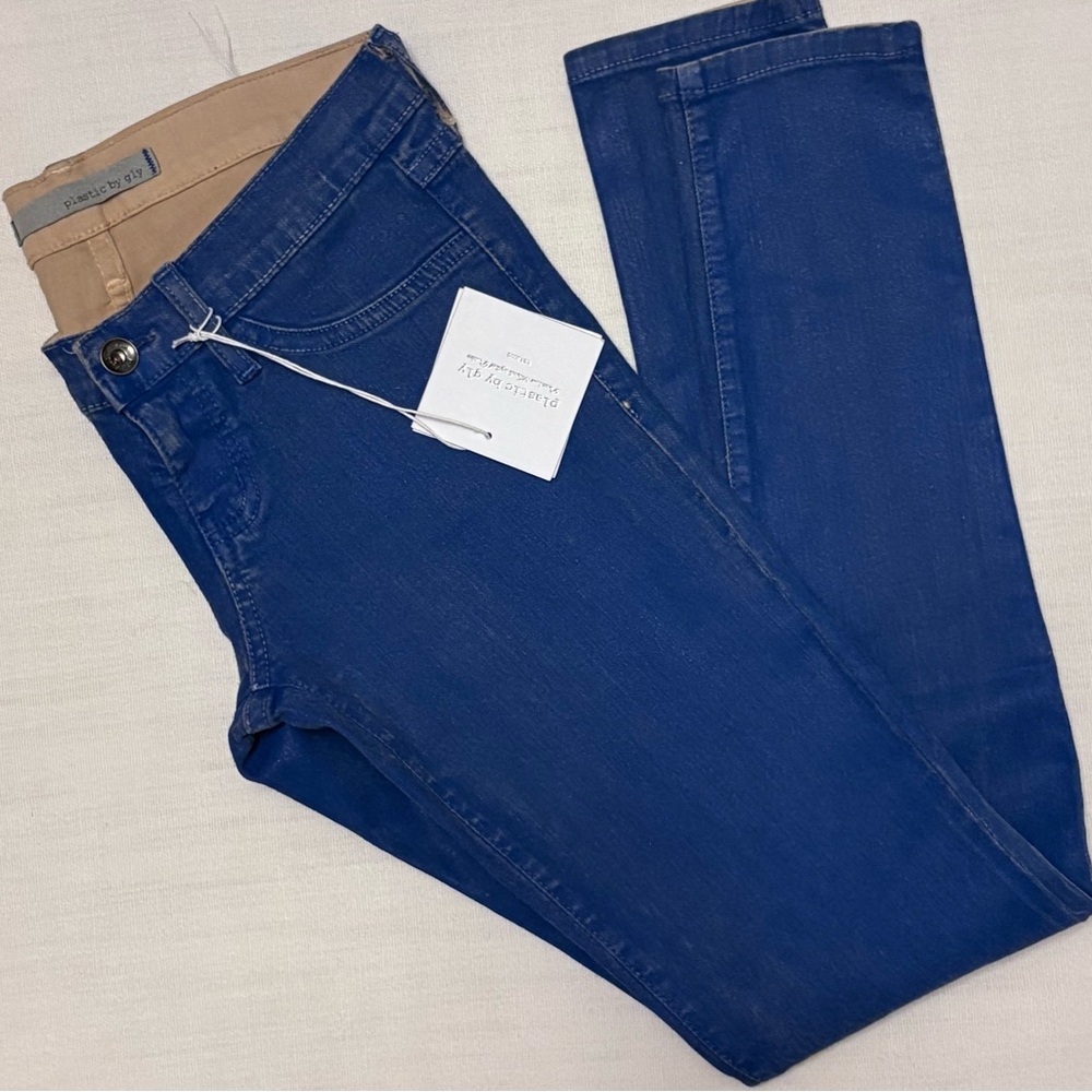 Plastic by Gly Coated Sz 26 Cobalt Blue Skinny Jeans NWT